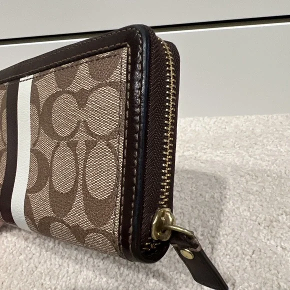 COACH Vintage Heritage Signature Stripe Zip Around Accordion Wallet F42380 - Picture 4 of 10